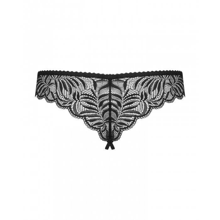 Мереживні танга з доступом Obsessive Contica crothchles thong S/M, чорні