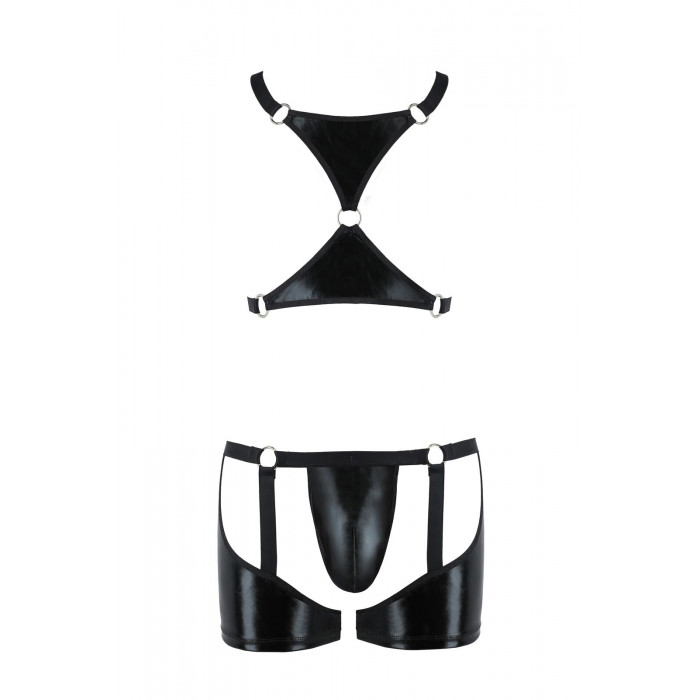 Комплект еротичної чоловічої білизни Passion 047 Set John S/M Black, труси, портупея