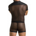 Комплект сетчатого мужского белья Passion 052 Set Michael L/XL Black, рубашка, боксеры, заклепки