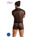 Комплект сетчатого мужского белья Passion 052 Set Michael L/XL Black, рубашка, боксеры, заклепки