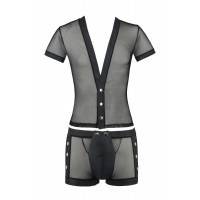 Комплект сітчастої чоловічої білизни Passion 052 Set Michael XXL/XXXL Black, сорочка, боксери, закле Комплект сітчастої чоловічої білизни Passion 052 Set Michael XXL/XXXL Black, сорочка, боксери, закле