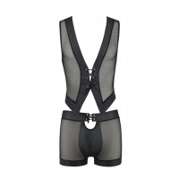 Комплект чоловічої білизни на шнурівці Passion 053 Set William L/XL Black, жилет, боксери Комплект чоловічої білизни на шнурівці Passion 053 Set William L/XL Black, жилет, боксери