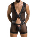 Комплект чоловічої білизни на шнурівці Passion 053 Set William L/XL Black, жилет, боксери