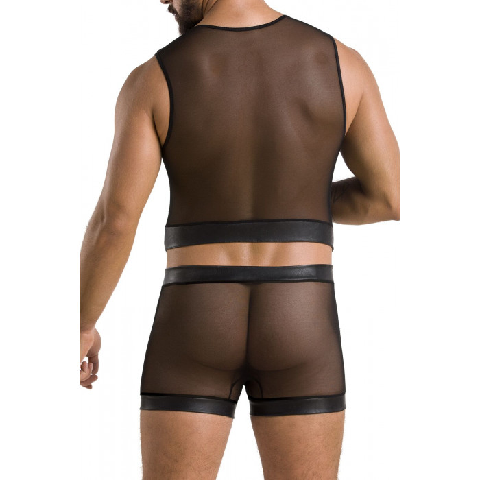 Комплект чоловічої білизни на шнурівці Passion 053 Set William S/M Black, жилет, боксери
