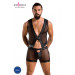 Комплект чоловічої білизни на шнурівці Passion 053 Set William S/M Black, жилет, боксери