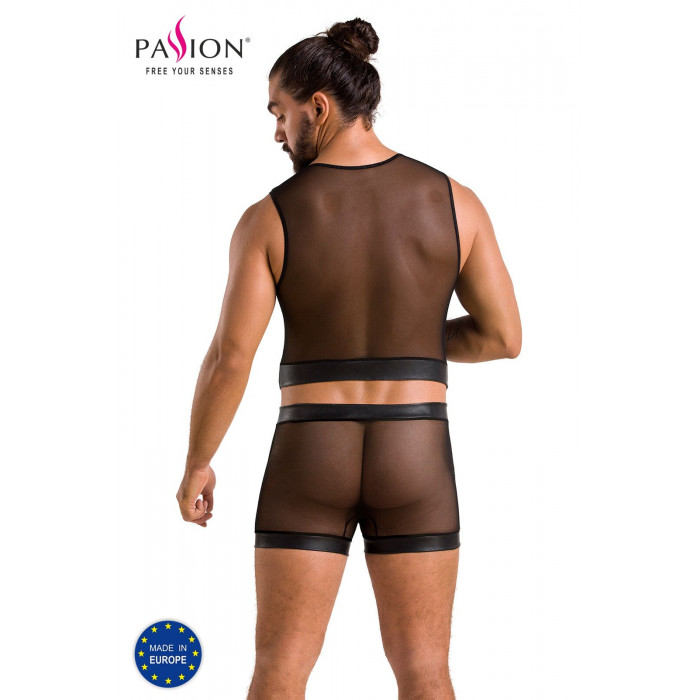 Комплект чоловічої білизни на шнурівці Passion 053 Set William S/M Black, жилет, боксери