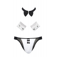 Комплект еротичної чоловічої білизни Passion 036 Alfred XXL/XXXL Black, труси, комірець, манжети
