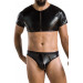 Комплект чоловічої білизни під латекс Passion 057 Set Peter L/XL Black, кроп-топ, стринги