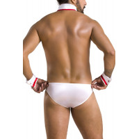 Комплект еротичної чоловічої білизни Passion 037 Gregory XXL/XXXL White, труси, комірець, манжети