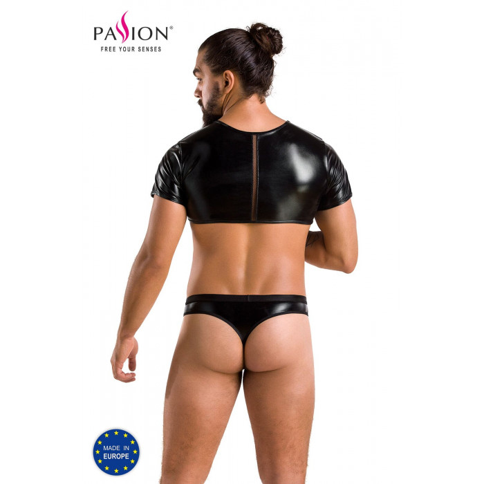 Комплект чоловічої білизни під латекс Passion 057 Set Peter S/M Black, кроп-топ, стринги