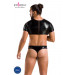 Комплект чоловічої білизни під латекс Passion 057 Set Peter S/M Black, кроп-топ, стринги