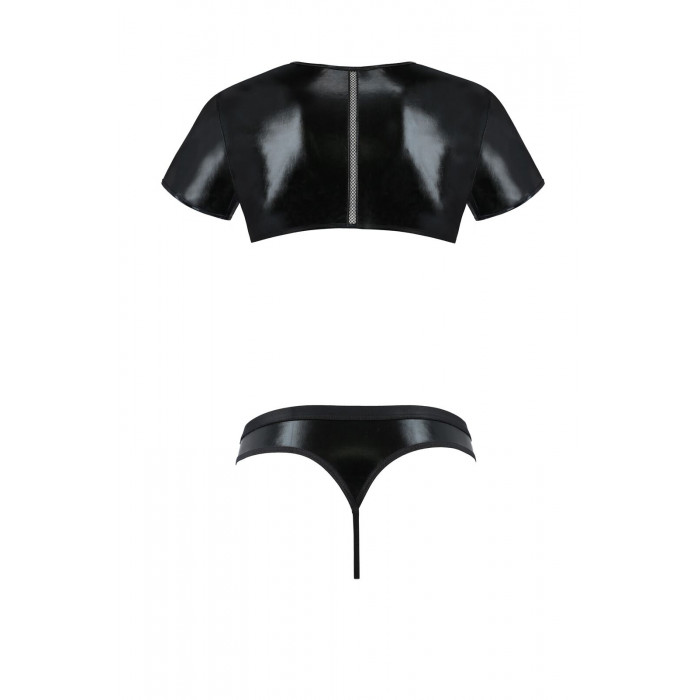 Комплект чоловічої білизни під латекс Passion 057 Set Peter S/M Black, кроп-топ, стринги