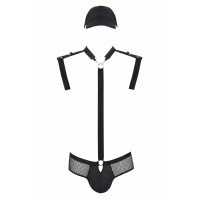 Комплект еротичної чоловічої білизни Passion 038 Set John L/XL Black, боді, кепка