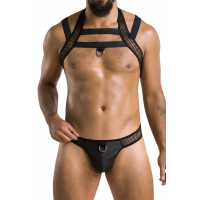 Комплект чоловічої білизни з кріпленнями Passion 043 Jacob XXL/XXXL Black, труси, шлейки