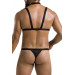 Комплект чоловічої білизни зі стреп Passion 039 Set Andrew S/M Black, стринги, шлейки