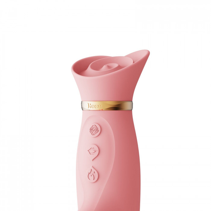 Вібратор з підігрівом та вакуумною стимуляцією клітора Zalo - ROSE Vibrator Strawberry Pink