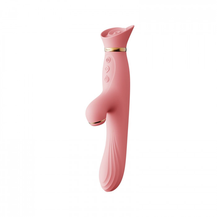 Вібратор з підігрівом та вакуумною стимуляцією клітора Zalo - ROSE Vibrator Strawberry Pink
