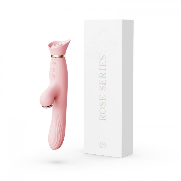 Вібратор з підігрівом та вакуумною стимуляцією клітора Zalo - ROSE Vibrator Strawberry Pink