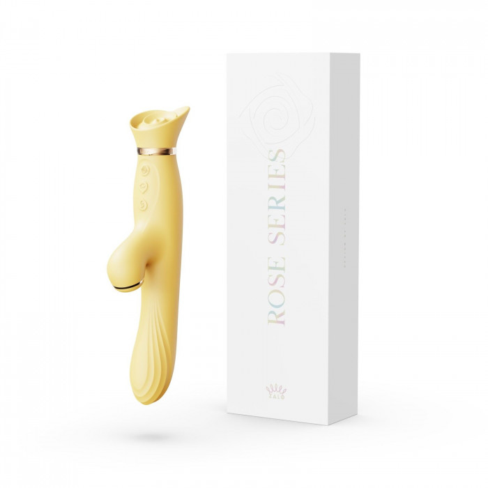 Вібратор з підігрівом та вакуумною стимуляцією клітора Zalo - ROSE Vibrator Lemon Yellow