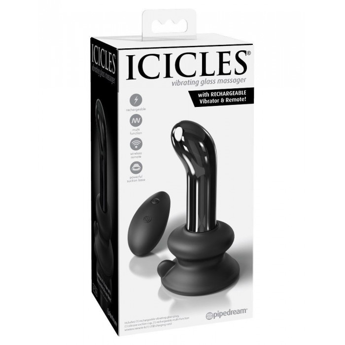 Скляний вібратор для точки G Icicles No 84 with Rechargeable Vibrator & Remote