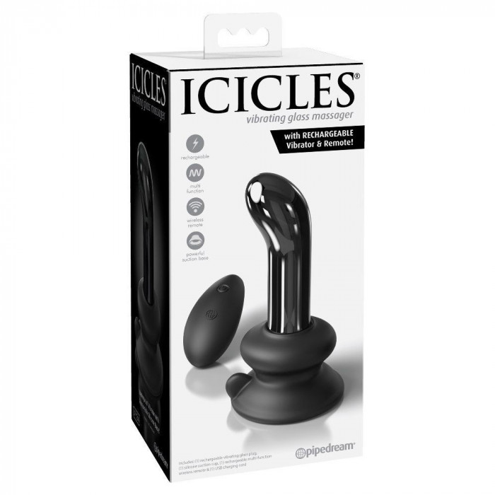 Скляний вібратор для точки G Icicles No 84 with Rechargeable Vibrator & Remote