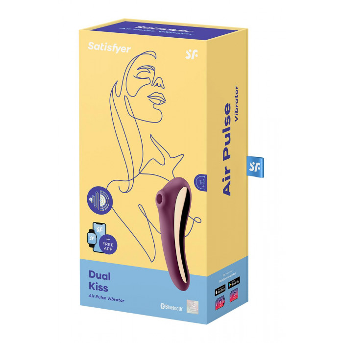 Вакуумный клиторальный стимулятор с вибрацией Satisfyer Dual Kiss wine red