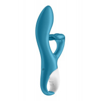 Вібратор-кролик із потрійним відростком Satisfyer Embrace me Turquoise, 2 мотори, діаметр 3,6 см