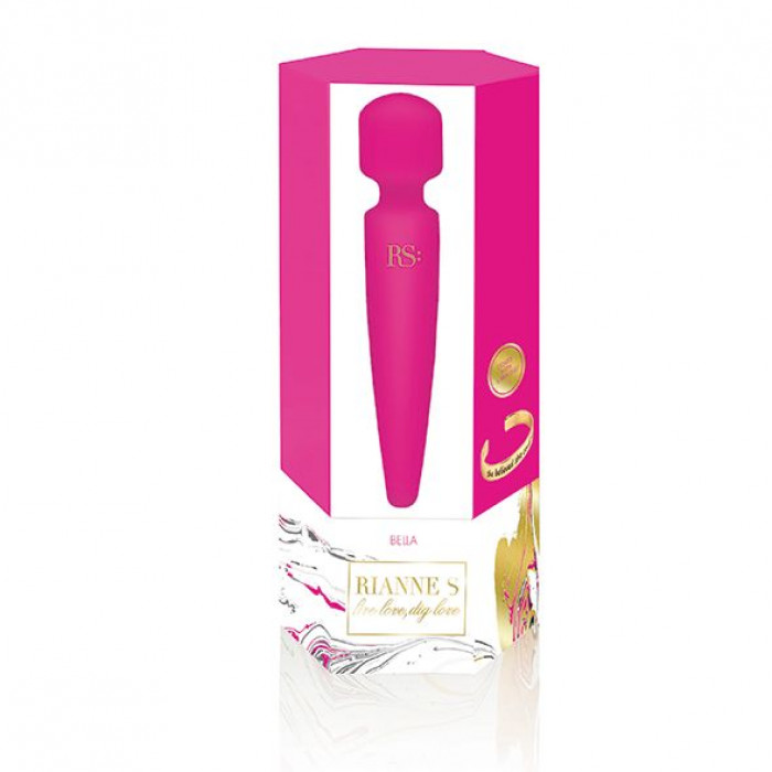 Вібромасажер Rianne S: Bella Mini Wand Rose, 10 режимів роботи, медичний силікон, подарункове пакова