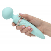 Вібромасажер 2в1 PILLOW TALK - Sultry Teal, класичний масажер і вібратор з ротацією, підігрів Вібромасажер 2в1 PILLOW TALK - Sultry Teal, класичний масажер і вібратор з ротацією, підігрів