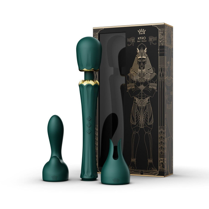 Вібромасажер з насадками Zalo — Kyro Wand Turquoise Green